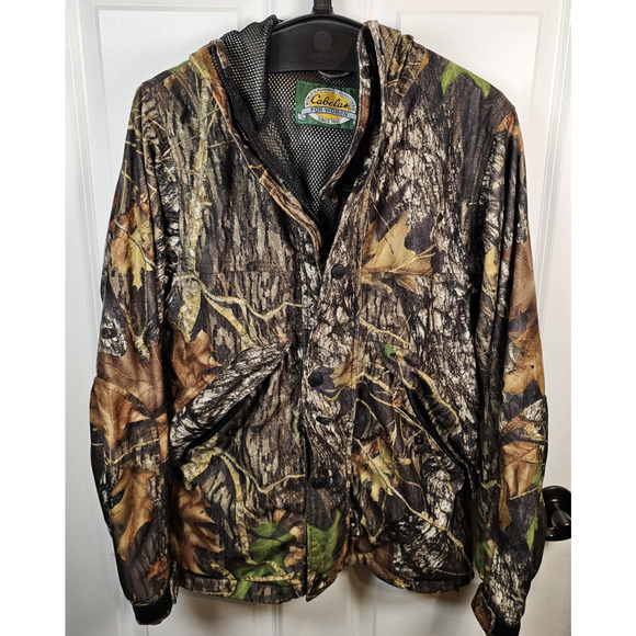 Vintage Cabela's For Women Small Mossy Oak Camouflage Soft Hooded Rain Jacket - Picture 1 of 10